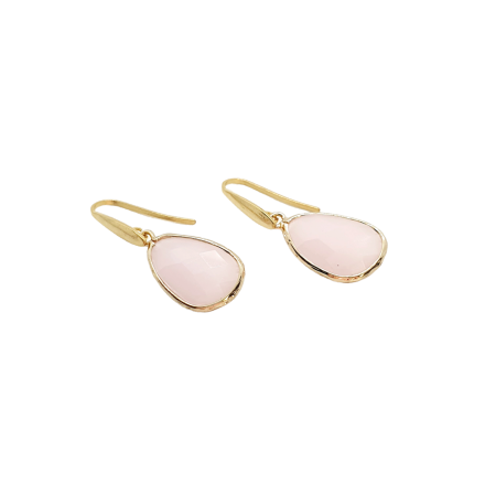 earring steel gold pink stone